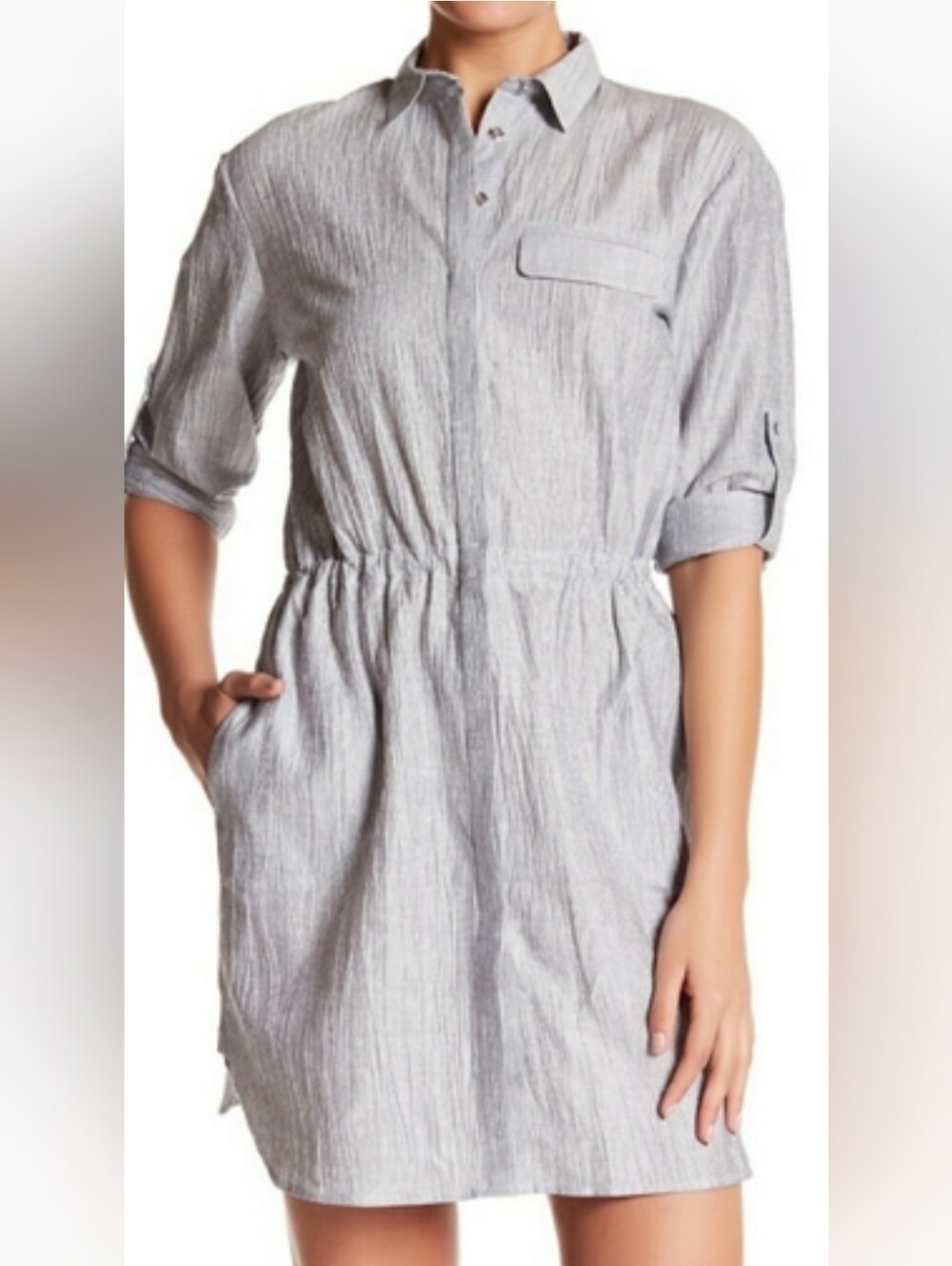 ATM Crinkle Linen Shirt Dress